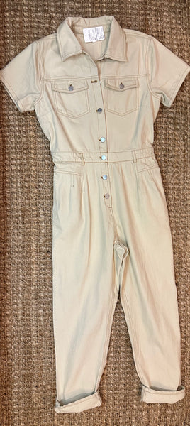 Cream Denim Jumpsuit