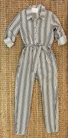 Gray & Cream Striped Jumpsuit