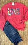 Love, Heather Red Crewneck Sweatshirt