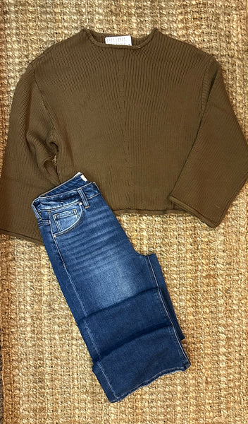 Brown Sweater with Straight Sleeves