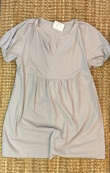 Gray Grid Babydoll Dress