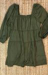 Olive Green Square-Neck Dress