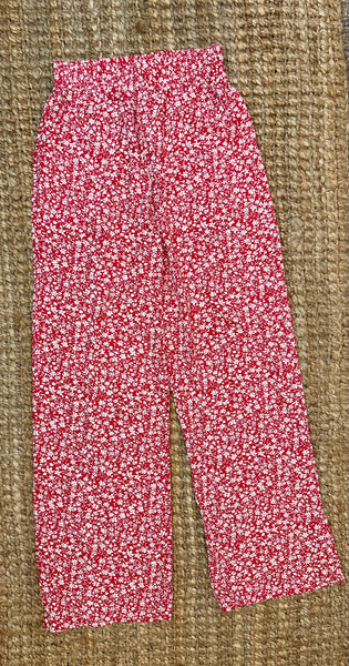 Red & White Floral Pants