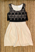 Black & Cream Crochet Dress